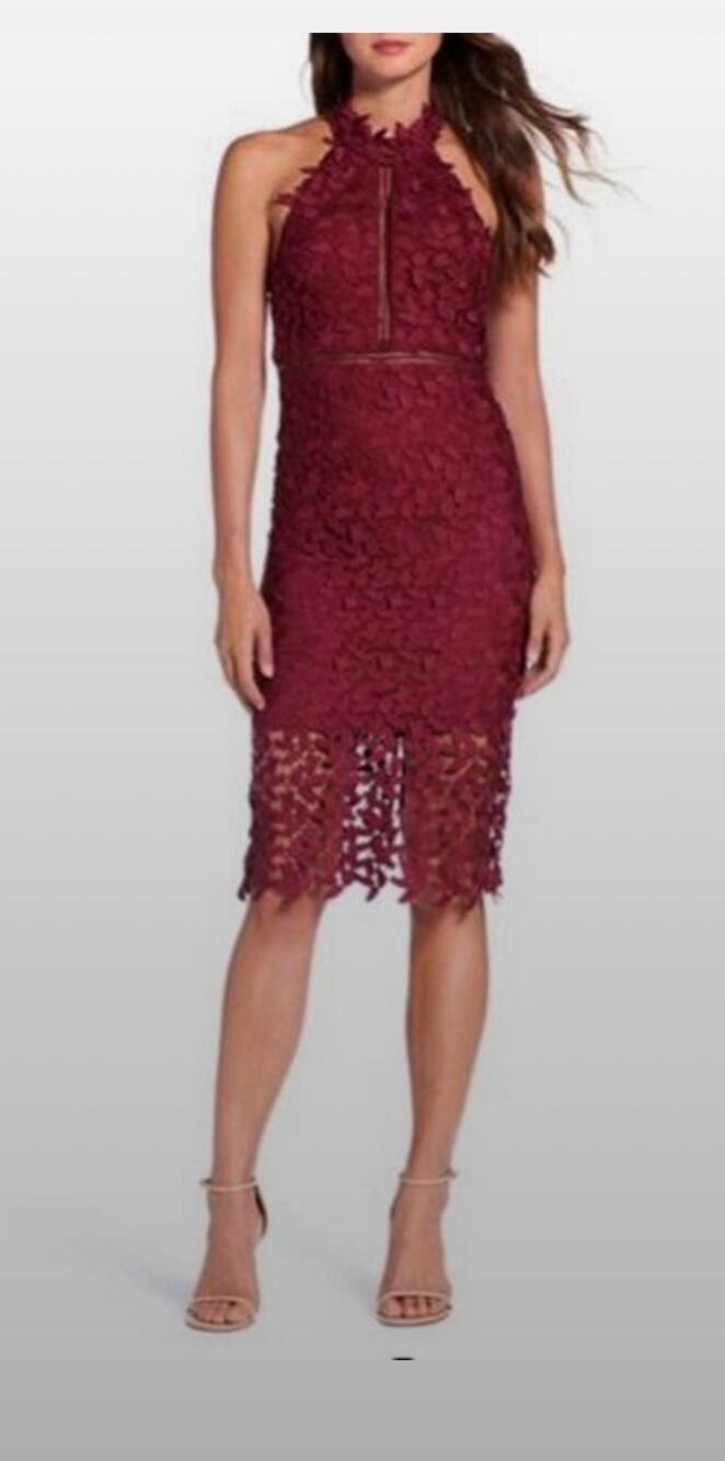 Bardot High-neck halter lace short illusion layer Gemma Halter Dress S/6